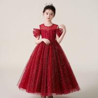 Polyester Slim & Princess Girl One-piece Dress large hem design  patchwork Others PC