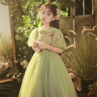 Polyester Ball Gown Girl One-piece Dress Cute green PC