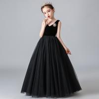 Polyester Ball Gown Girl One-piece Dress black PC