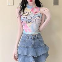 Polyester Slim Women Sleeveless T-shirt printed PC