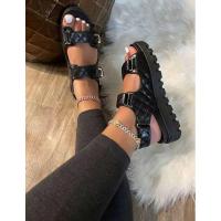 Rubber & PU Leather Flange & Hook and Loop Women Sandals Solid Pair