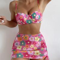 Poliéster Bikini, impreso, floral, rojo,  Conjunto