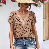 Polyester Slim Women Short Sleeve Shirt printed PC