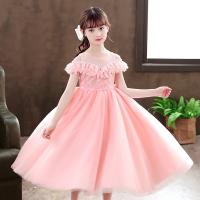 Polyester Slim & Princess Girl One-piece Dress large hem design Polyester patchwork Solid PC