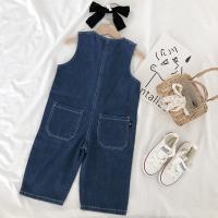 Cotton Children Jumpsuit & loose patchwork Solid blue PC