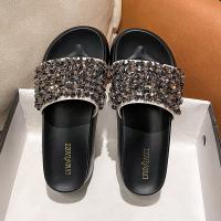 Microfiber PU Synthetic Leather Flange Women Sandals & with rhinestone Pair