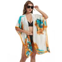 Polyester Swimming Cover Ups Imprimé motif de feuille Blanc pièce