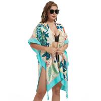 Polyester Swimming Cover Ups Imprimé motif de feuille Vert pièce