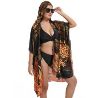 Polyester Swimming Cover Ups Imprimé Floral Noir pièce