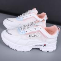 Mesh Fabric & Rubber & PU Leather Women Sport Shoes hardwearing & anti-skidding & breathable Plastic Injection Pair