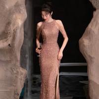 Polyethylene fiber-Ethylene Mermaid & Tassels Long Evening Dress patchwork Solid PC