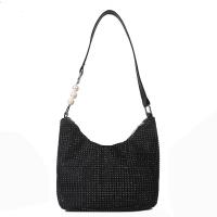 PU Leather & Rhinestone Tote Bag Shoulder Bag large capacity & soft surface plaid PC