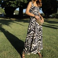 Polyester long style One-piece Dress large hem design printed PC