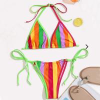 Polyamide Bikini Imprimé Rayé multicolore Ensemble