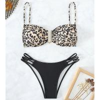 Poliestere Bikiny Stampato Leopard Nero Nastavit