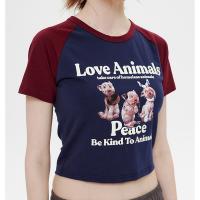 Spandex & Baumwolle Frauen Kurzarm T-Shirts, Gedruckt, Cartoon, mehr Farben zur Auswahl,  Stück