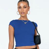 Polyester Slim Women Short Sleeve Blouses midriff-baring & backless PC