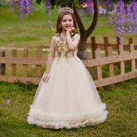 Polyester Princess & Ball Gown Girl One-piece Dress champagne PC