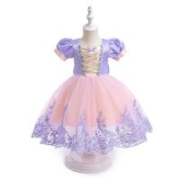 Polyester Princess Girl One-piece Dress purple PC