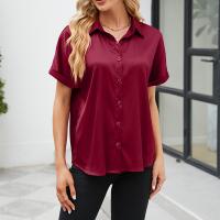 Spandex & Poliéster Mujeres camisa de manga corta, Sólido, más colores para elegir,  trozo