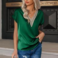 Spandex & Poliestere Frauen Kurzarm T-Shirts Pizzo più colori per la scelta kus