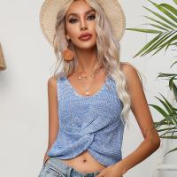 High Elasticity Silk & Mercerized Cotton Slim Camisole midriff-baring blue PC