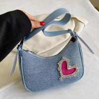 Denim Easy Matching Shoulder Bag heart pattern blue PC