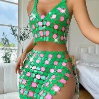 Pvc & Polyester Tweedelige jurk set Groene : Instellen