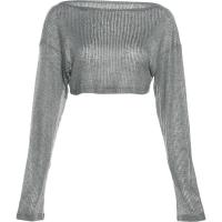 Polyester Waist-controlled & High Waist Women Long Sleeve T-shirt patchwork Others gray PC