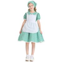 Polyester Mädchen einteiliges Kleid, Haarband, Plaid, Grün,  Stück