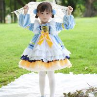 Polyester Princess Girl One-piece Dress sky blue PC