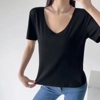 Algodón Mujeres Camisetas de manga corta, labor de retazos, Sólido, más colores para elegir,  trozo