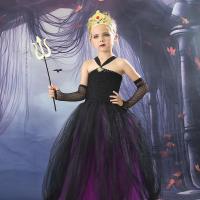 Polyester Enfants Halloween Cosplay Costume violet et noir pièce