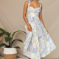 Chiffon Waist-controlled Slip Dress slimming printed PC