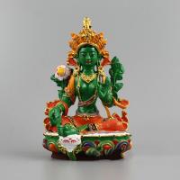 Résine Statue de Bouddha Peint Vert pièce