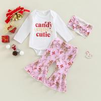 Cotton Girl Clothes Set & three piece Hair Band & Pants & top printed Set