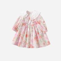 Baumwolle Mädchen einteiliges Kleid, Gedruckt, Floral, Rosa,  Stück