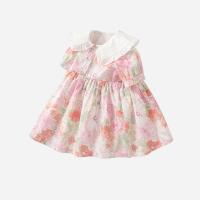 Baumwolle Mädchen einteiliges Kleid, Gedruckt, Floral, Rosa,  Stück