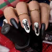 Plastique Faux ongles motif de bois Noir pièce