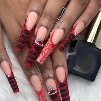 Plastique Faux ongles Rouge pièce