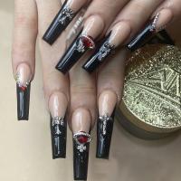 Plastique Faux ongles Noir Ensemble