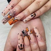 Plastique Faux ongles Dessin animé Orange Ensemble