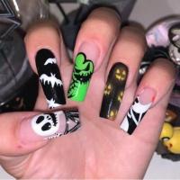 Plastique Faux ongles Dessin animé Noir Ensemble