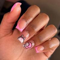 Plastique Faux ongles Dessin animé Rose Ensemble