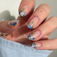 Kunststoff Fake Nails, Pflanze, Blau,  Festgelegt