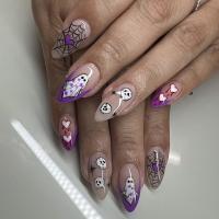 Plastic Nep nagels Cartoon Paarse Instellen