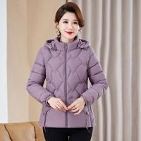 Polyester Women Parkas slimming & with detachable hat & thermal Solid PC