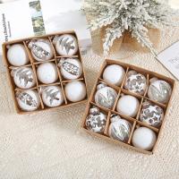 Poliéster Bolas de decoración de Navidad, patrón diferente para la elección, más colores para elegir, 9PCs/Caja,  Caja