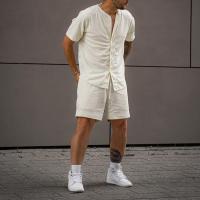 Polyester Männer Casual Set, Hosen & Nach oben, Beige,  Festgelegt