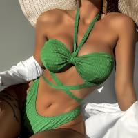 Polyester Bikini Solide Vert Ensemble